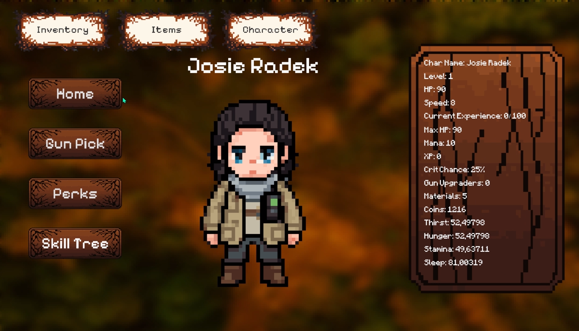 Detail player characteru